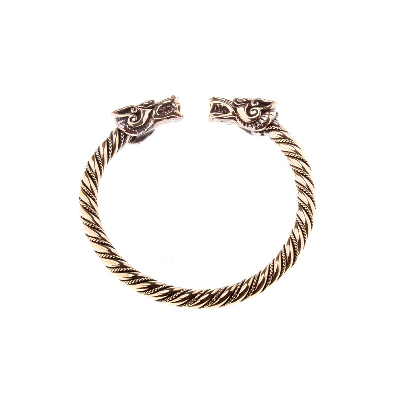 Windalf Viking Women's Bronze Bangle Dracon 5.7 cm Corded Dragon