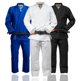 Gold BJJ Valiant Gi - Heavyweight 550gsm Pearl Weave Jiu Jitsu Uniform - IBJJF Legal (White, A1)