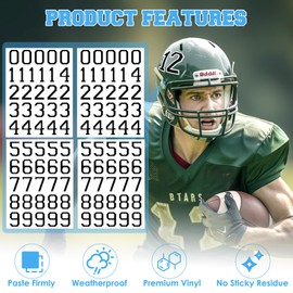 108 Pcs Sports Helmet Numbers Stickers - 1.5 Inch Helmet Numbers Decals and 2 Inch American Flag Stickers, Waterproof Vinyl Football Helmet Decals for Baseball, Hockey, Lacrosse (Black)