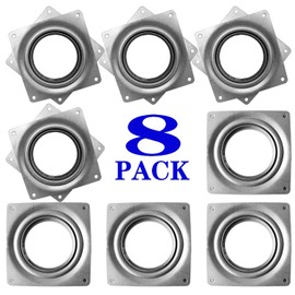8Pack Lazy Susan Hardware, 4INCH Square Rotating Bearing Plate, 300lbs Capacity Lazy Susan Turntable Bearing for for Serving Trays, Kitchen Storage Racks, Craft Table, Zinc Plated Steel Swivel Plate