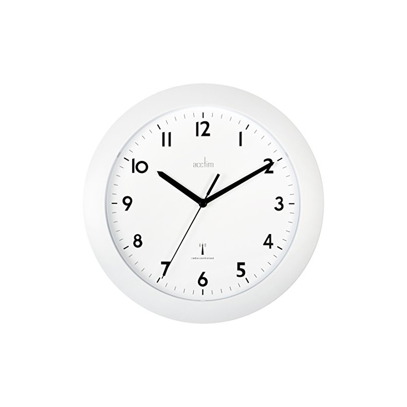 Acctim Cadiz RC Wall Clock 25.5cm White 74132, 25 cm