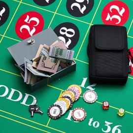 CroBlissful Extra Large Acrylic Box Winners Bank Portable Cash Box with 2 Keys Pocket Sized Large Capacity Waist Bag Casino Lock Bag Gifts Storage Stops Addictive(Gray)