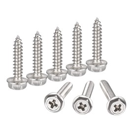 sourcing map Phillips Hex Washer Self Tapping Screws, M4 x 20mm 304 Stainless Steel Hex Flange Sheet Metal Screw 60pcs