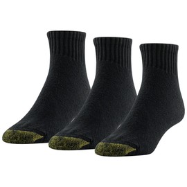 GOLDTOE Men's Ultra Tec Performance Ankle Socks, 3-Pairs, Black, Large