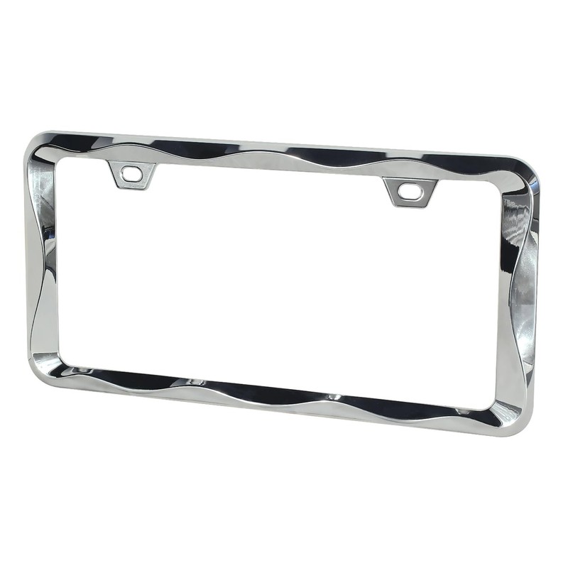 Creathome 3D Curly Wave Pattern Chrome License Plate Frame from