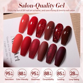 Born Pretty Red Gel Nail Polish Set 6Colors Dark Burgundy Wine Red Colors Bloody Mary Collection Popular Shimmer Glitter Red Nail Gel Nail Art Design Minicure DIY Salon and Home 7ml
