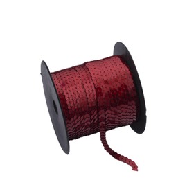 Leliafleury 91 Meter Sequin Trim 6mm Flat Round Sequins Laser Red Sequins String for DIY Crafts Sewing