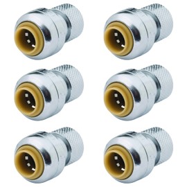 SharkBite 1/4 Inch (3/8 Inch OD) x 3/8 Inch Compression Stop Valve Connector, Pack of 6, Push to Connect Brass Plumbing Fitting, PEX Pipe, Copper, CPVC, PE-RT, HDPE, U3523LF