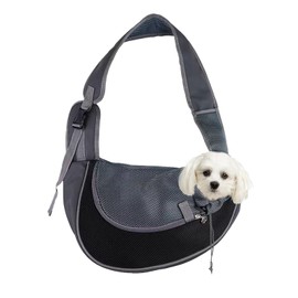 Dog Carrier, Dog Bag, Transport Bag for Pets, Adjustable Carry Bag Dog, Pet Shoulder Bag, Mesh Dog Carrier, for Outdoor Walking Activities and Excursions, Black - L