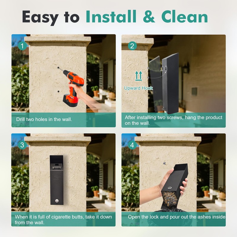 MHHQ Wall Mounted Trash Can Outdoor Commercial Receptacles Container Disposal