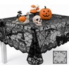 1Pack Halloween Table Cloth, Black Lace Design with Pumpkin Bat