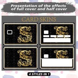 peacoblue Gold Bank Card Sticker Gold Letter S Credit Debit Card Custom Skin Cover Protector, 4 Styles Waterproof Scratch-Proof and Attractive Decal for Most Popular EBT Transportation Key Card