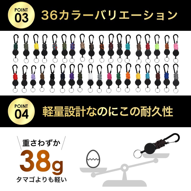 SasuGadget Retractable Keychain, Compact & Durable Key Reel with Carabiner,