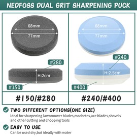 4 Axe Sharpener Tools with Sheath, Multipurpose Axe Sharpener Stone Axe Dual Grit Sharpener Puck Camping Hatchet Sharpening Stone Disk in Black and Blue for Dull Axe Sharpening (Diameter 7.7 cm)