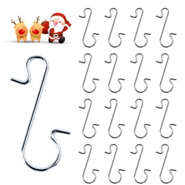 EKKONG 100 Ball Hangers Stainless Steel S Hooks, Quick Hanger, Xmas Small Hanger for Christmas Bauble, Beautiful Box for Christmas Tree, Christmas Wreath, Christmas Vine