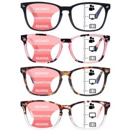 SIGVAN 4 Pack Progressive Multifocus Reading Glasses for Women Men Blue Light Blocking Spring Hinge Computer Readers (4 Mix-1, 1.5, x)