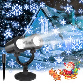 Snowflake Projection Light, Christmas Outdoor Double Headed Snowflake Projection Light, LED Snowfall Spotlight IP65 Waterproof Rating, Suitable for Christmas Garden Decoration (HT-TY-13)