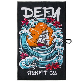 RokFit Gym & Golf Towel – Multi-Use, Quick-Dry, Durable Utility Towel with Bold Graphic and Carabiner Clip (Defy The Odds)