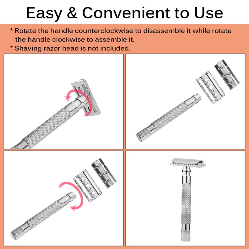Shaving Handle for Double Edge Shaving Razor Stainless Steel Safety