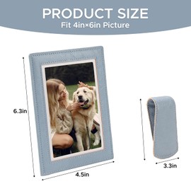 KINIVA 2 Pack Car Picture Holder - Magnetic Faux Leather Picture Frame for Safe Driving - Gift for Dad Mom Husband Wife Car Visor Accessories, Car Accessory (Fits 2.5"x3.5" Photos) (Blue)