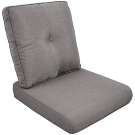 25" x 22" x 4" One Set Deep Seat Patio Cushions Indoor/Outdoor | Americana Modern Contemporary Color Block Solid Pattern Slate Grey Color | Poly Fiber Dacron Foam Fill UV-Resistant Versatile Style