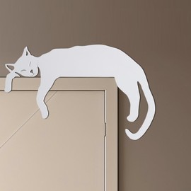 2024 Metal Adorable Cat Door Topper - Halloween Christmas Door Toppers Ornament Decoration Sign Door Frame Corner Hanging Decorative Decor Wall Vintage Holiday (Black Napping Cat)