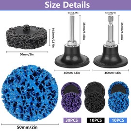 50 Pieces CSD Disc Sanding Disc, Cleaning Disc Set 2 Inch Coarse Cleaning Disc Drill with Two Pull Rods, for Angle Grinder of Paint, Rust Welds, Oxidation Cleaning Removal