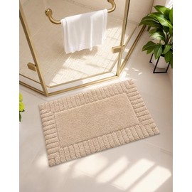 COLOR&GEOMETRY Bath Mat Non Slip 50 x 80 cm, Extra Soft Bathroom Mat Absorbent Washable, Beige Bathroom Rugs for Outside Shower Bathroom Floor Bathtub