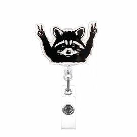 Cute Badge Holder Badge ID Retractable Badge Reel with 360°Claw Clip for ID Card Holders,LINMEIZAI with Scissorhands Raccoon Fall and Winter Decorations