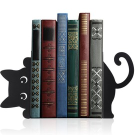 Geelin Peeping Cat Metal Bookends Set of 2 Styles Book Ends for Shelves Bookshelf Home Office Desk Bookshelf Decor Gift for Cat Lovers and Reading Enthusiasts (Cute Style)