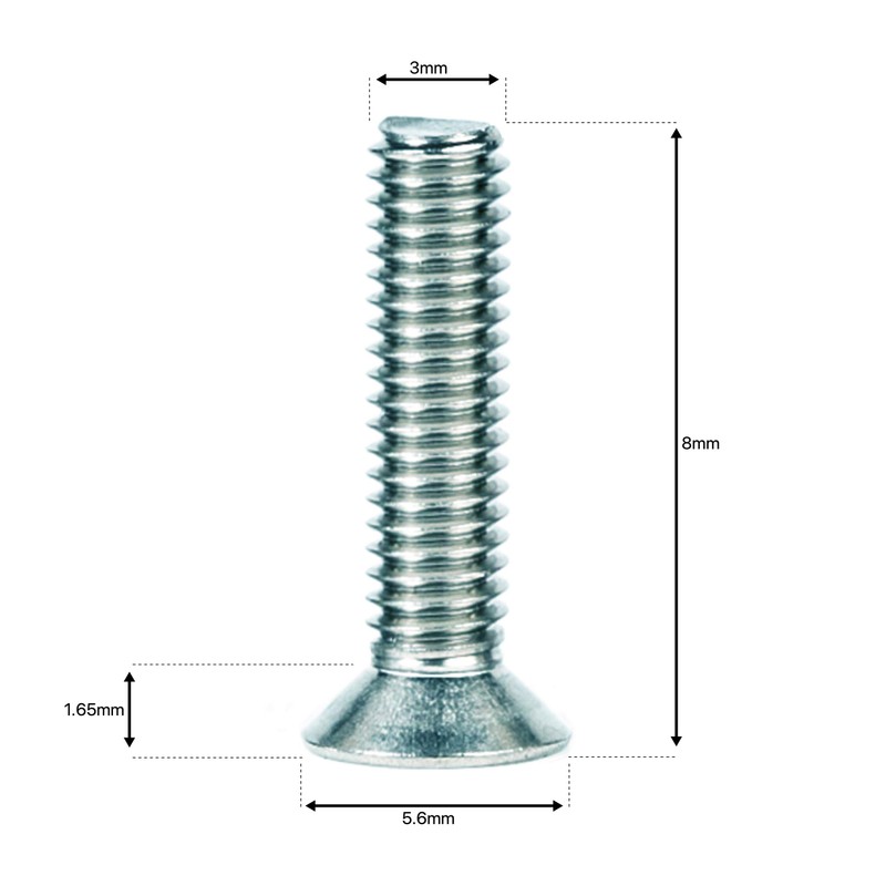 M3 (3mm x 8mm) Phillips Countersunk Machine Screws Flat Head