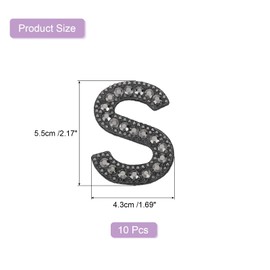 sourcing map 10 Pcs Iron on Letter Patches, Letter S Rhinestone Alphabet Applique Rhinestone Pearl English Letter Sewing Patches for Clothing Hats Jeans Shoes DIY Craft, Black