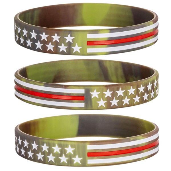 Sainstone Camouflage Army Rubber Bracelets, Military Silicone Wristbands with American