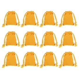 PATIKIL 100% Cotton Reusable Drawstring Bags, 3x4 Inch 12 Pack Multipurpose Washable Cotton Dust Bags, Luggage Organizer, Travel Essentials Storage Pouch, Yellow