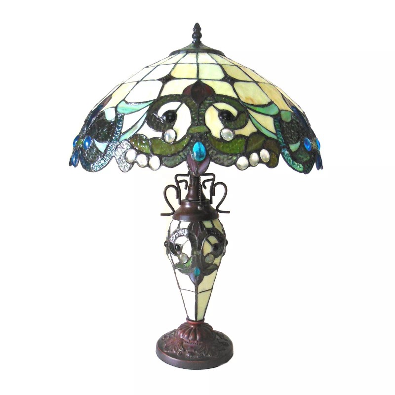 RADIANCE goods Tiffany-Style 3 Light Victorian Double Lit Table Lamp