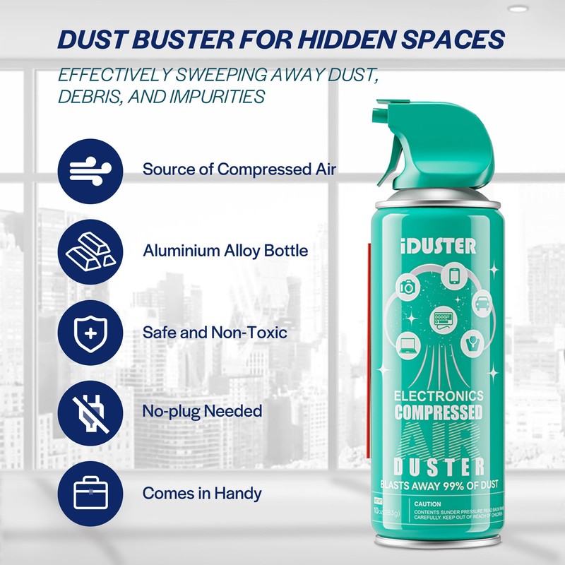 iDuster Disposable Compressed Air Duster, Computer Cleaner, Keyboard Cleaner, 1