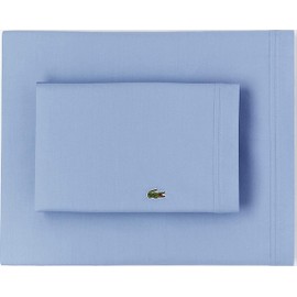 Lacoste 100% Cotton Percale Sheet Set, Solid, Allure Blue, King