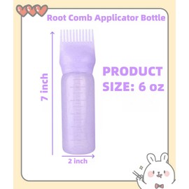 FXSPLCZ Root Comb Applicator Bottle Oil Applicator for Hair Dye Hair Oiling Bottle with Graduated Scale,6 Ounce (Purple)