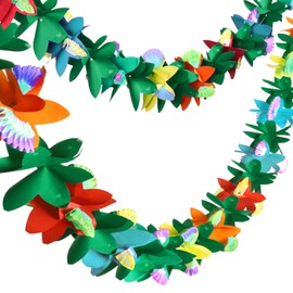 2 Pack Tropical Garland Hawaiian Party Decorations, 20ft Multicolored Tissue Paper Hibiscus Flower Summer Banner for Birthday Baby Shower Wedding Beach Theme Aloha Luau Party Supplies Jungle Decor