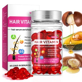 Hair Vitamins Hair Capsule - Hair Growth Conditioning Repair & Moisturizing Hairs Serum Healthier Smooth Silky Thicker for Softness Shine, 40 Counts