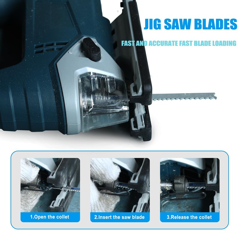 MUOZLOP 20pcsT123X Jigsaw Blades，10-21TPI Jig Saw Blades with Storage Case,T-Shank