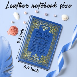 Dark Blue A5 Lined Leather Journal Notebook,Inspirational Christian Gifts Hardcover Executive Notebooks for Men Women,200 Pages 100 Gsm Thick Ruled Paper Daily Diary for School,Family ,Friends,Work (You Beautiful Dark Blue)