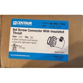 CENTAUR SET SCREW CONNECTOR WITH INSULATED THROAT 1/2" /25 PER BOX-BRAND NEW