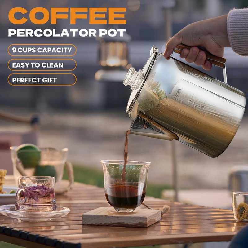 LRYYBTI Percolator Pot Stainless Steel Camping Coffee Pot-NO Aluminum or