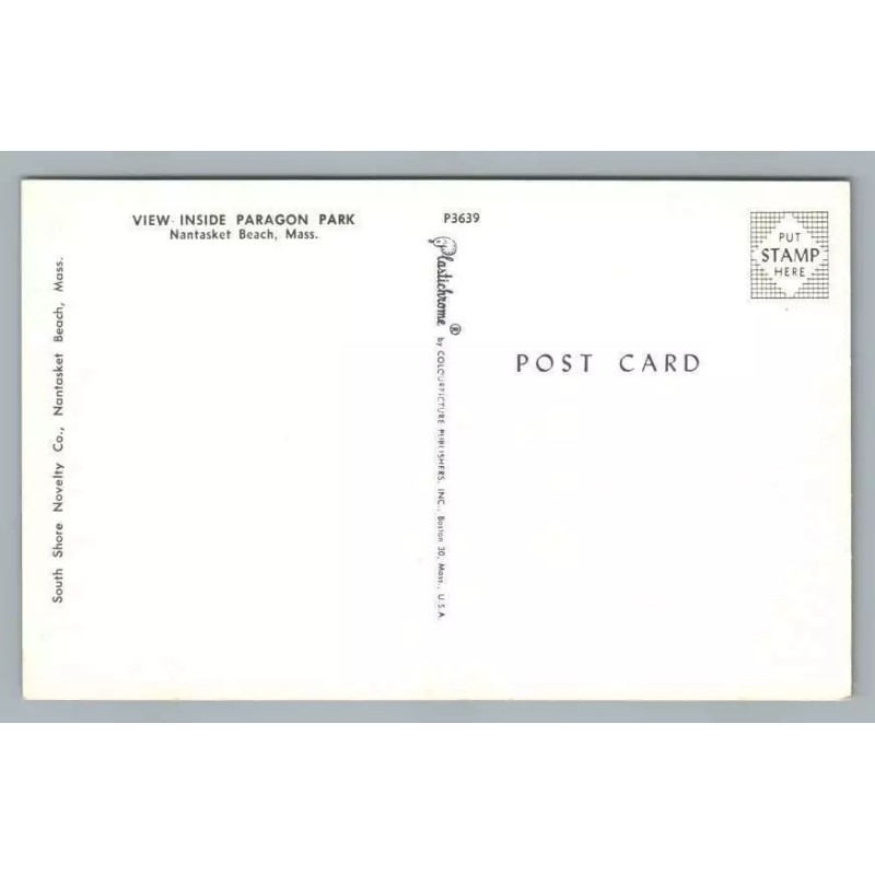 Roller Coaster Paragon Park Nantasket Beach, Hull, MA postcard