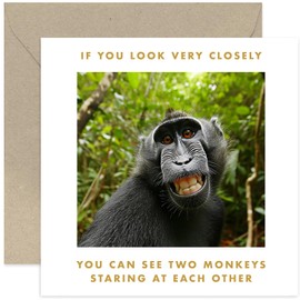 Funny Monkey Birthday Card for Him Her - Premium Square Birthday Card with Envelope Greeting Happy Birthday For Him or Her Friend Sister Brother Colleague Funny Monkey | Blank Inside