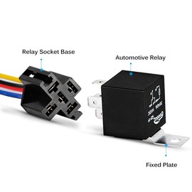 GOOACC 6 Pack Automotive Relay Harness Set 5-Pin 30/40A 12V SPDT with Interlocking Relay Socket and Harnesses,2 Years Warranty
