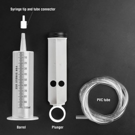 Hyber&Cara 100ml Syringe with 100cm Tube, Large Plastic Measuring Syringe for Fluid Oil Suction, Nutrient Measuring, Refilling, Watering, Pack of 2