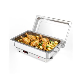 Electric Chef Chafing Dish Buffet Set 9QT Buffet Servers and Warmers Digital Display Temperature Warming Tray Stainless Steel Food Warmer for Parties Commercial Food Steam Table