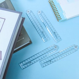 4PCS Clear Folding Ruler 30cm Flexible Foldable Rulers 15cm Transparent Straight Rulers Shatterproof Plastic Geometric Ruler for School Kids Office